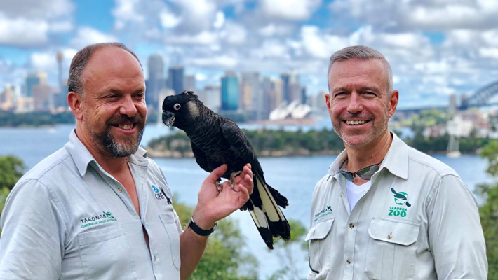 Keeper Matt Kettle and Hayden Turner at Taronga Zoo Sydney.