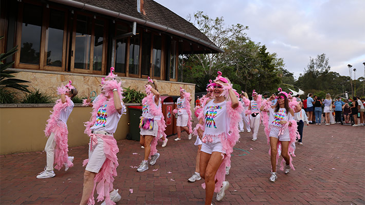 Dance group making their way through the Zoo