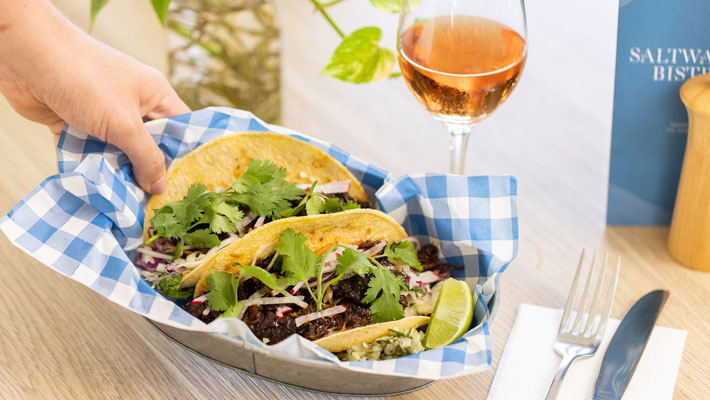 Delicious mushroom tacos at the Saltwater Bistro