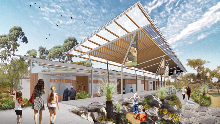 Render of the new Wildlife Hospital at Taronga Western Plains Zoo Dubbo.